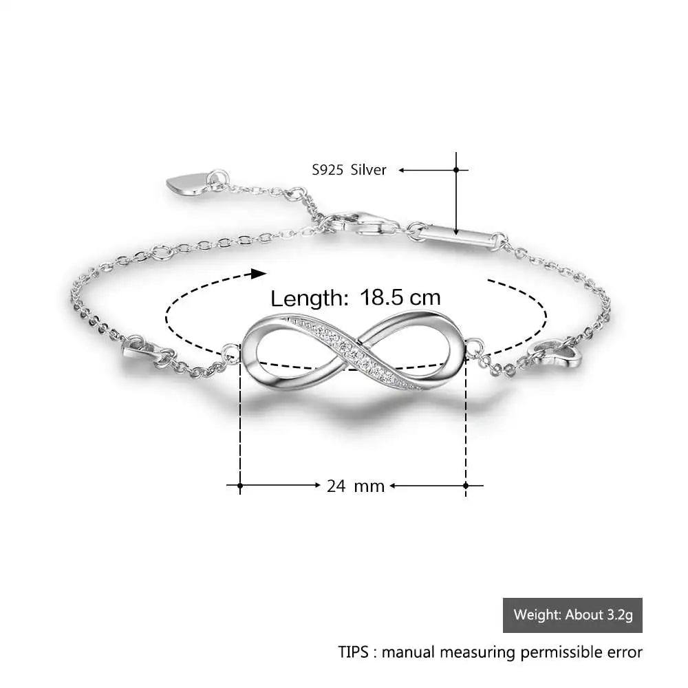 Sterling Silver Bracelets for Women Infinity Bracelet