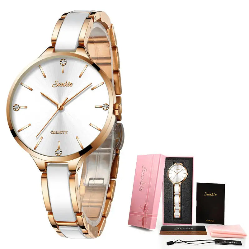 Sunkta Women Watches Luxury Fashion for Ladies Elegant Bracelet Waterproof