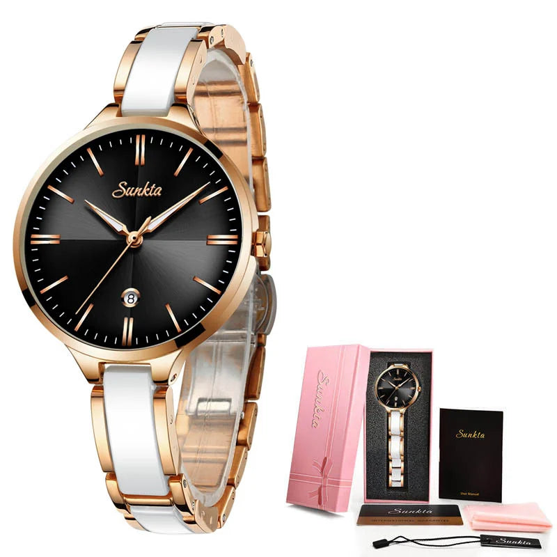 Sunkta Women Watches Luxury Fashion for Ladies Elegant Bracelet Waterproof