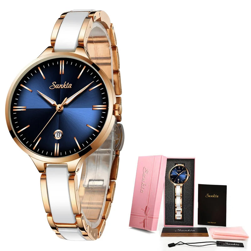 Sunkta Women Watches Luxury Fashion for Ladies Elegant Bracelet Waterproof