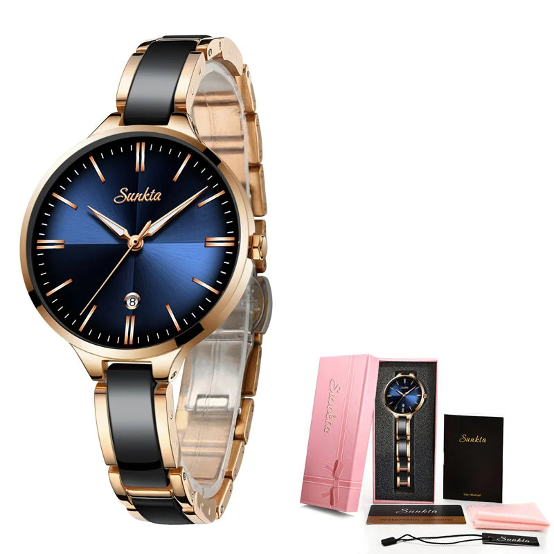 Sunkta Women Watches Luxury Fashion for Ladies Elegant Bracelet Waterproof